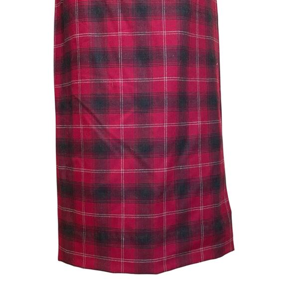 Liz Clairborne Wool Wrap Skirt Womens Sz 12 Red Gray Tartan Academia Romantic - Picture 9 of 15